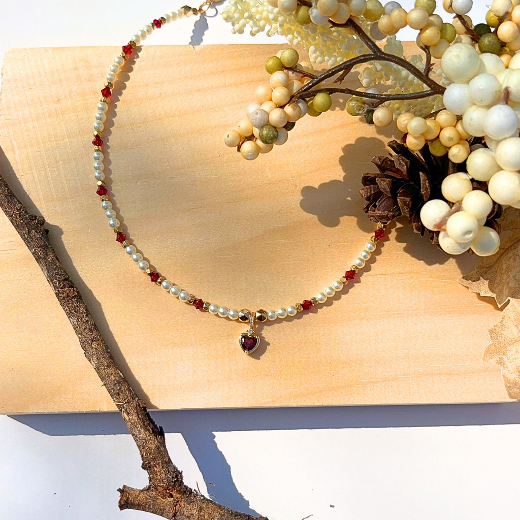 Garnet Heart Necklace